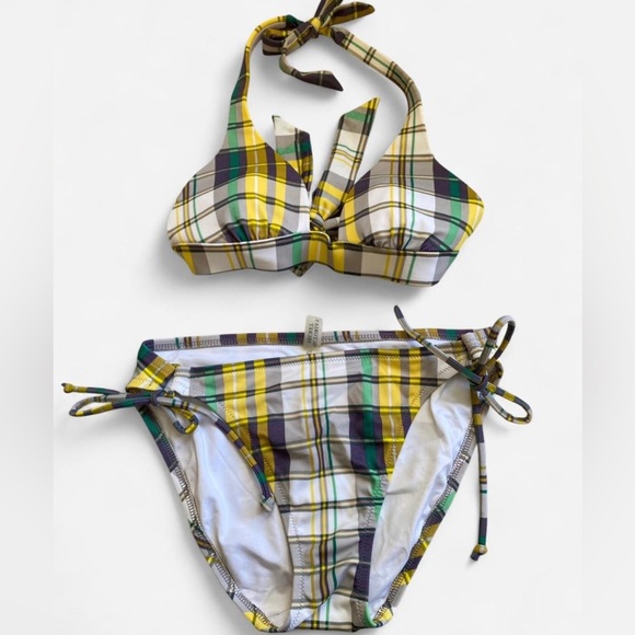 Y2K Victoria secrets Vibrant Plaid Halter beach summer Bikini Set size xs - Picture 1 of 7